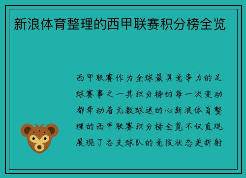 新浪体育整理的西甲联赛积分榜全览